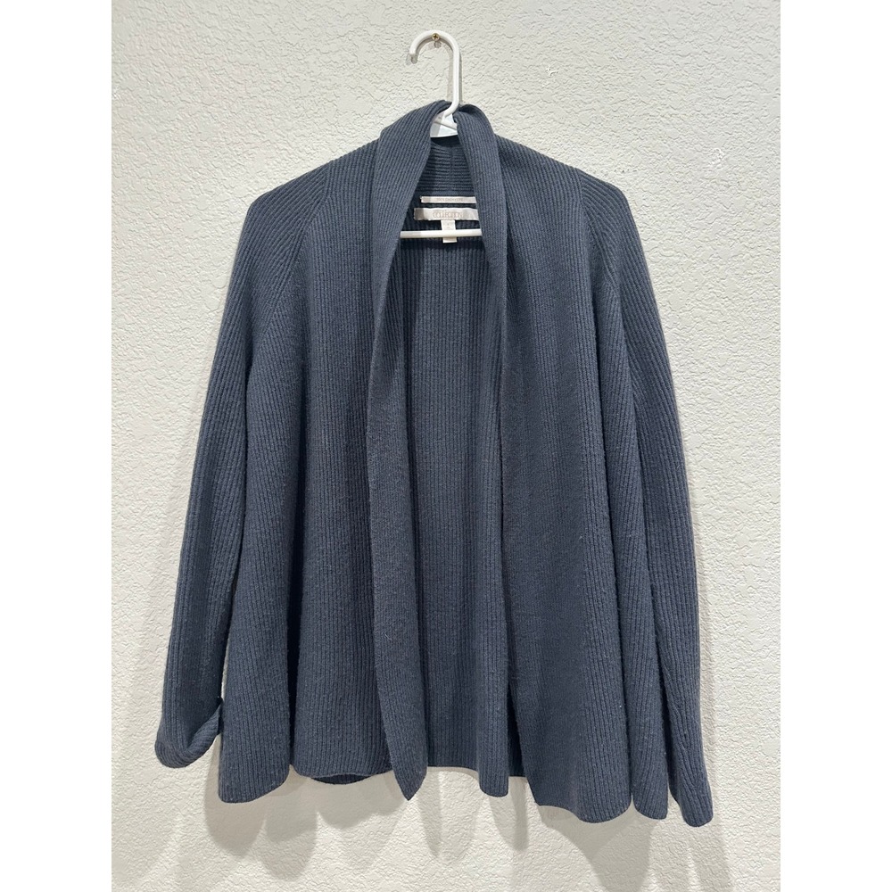 Nordstrom Collection 100% Cashmere Ribbed Open Front Cardigan Grey Small